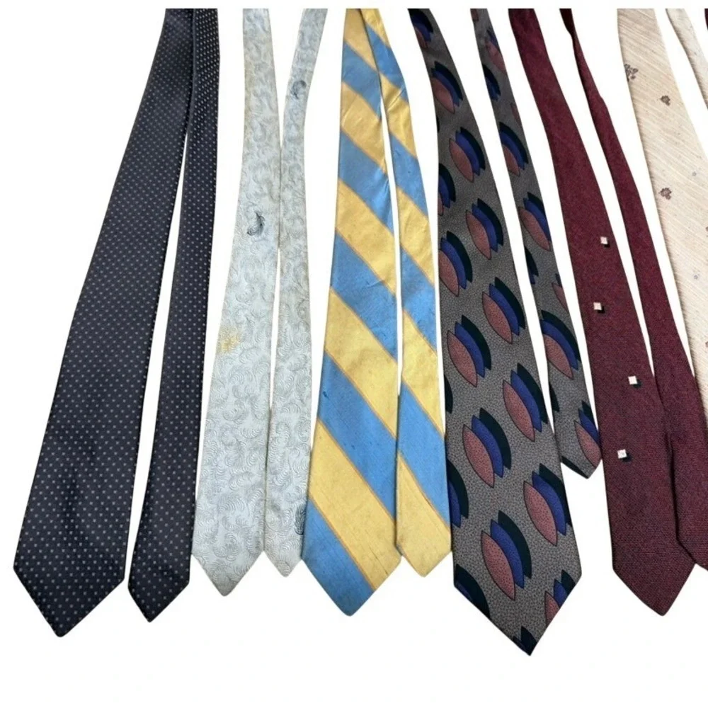 Vintage Mens Necktie Lot 12pc Retro Geometric Novelty Striped  FLAWS FINAL SALE!